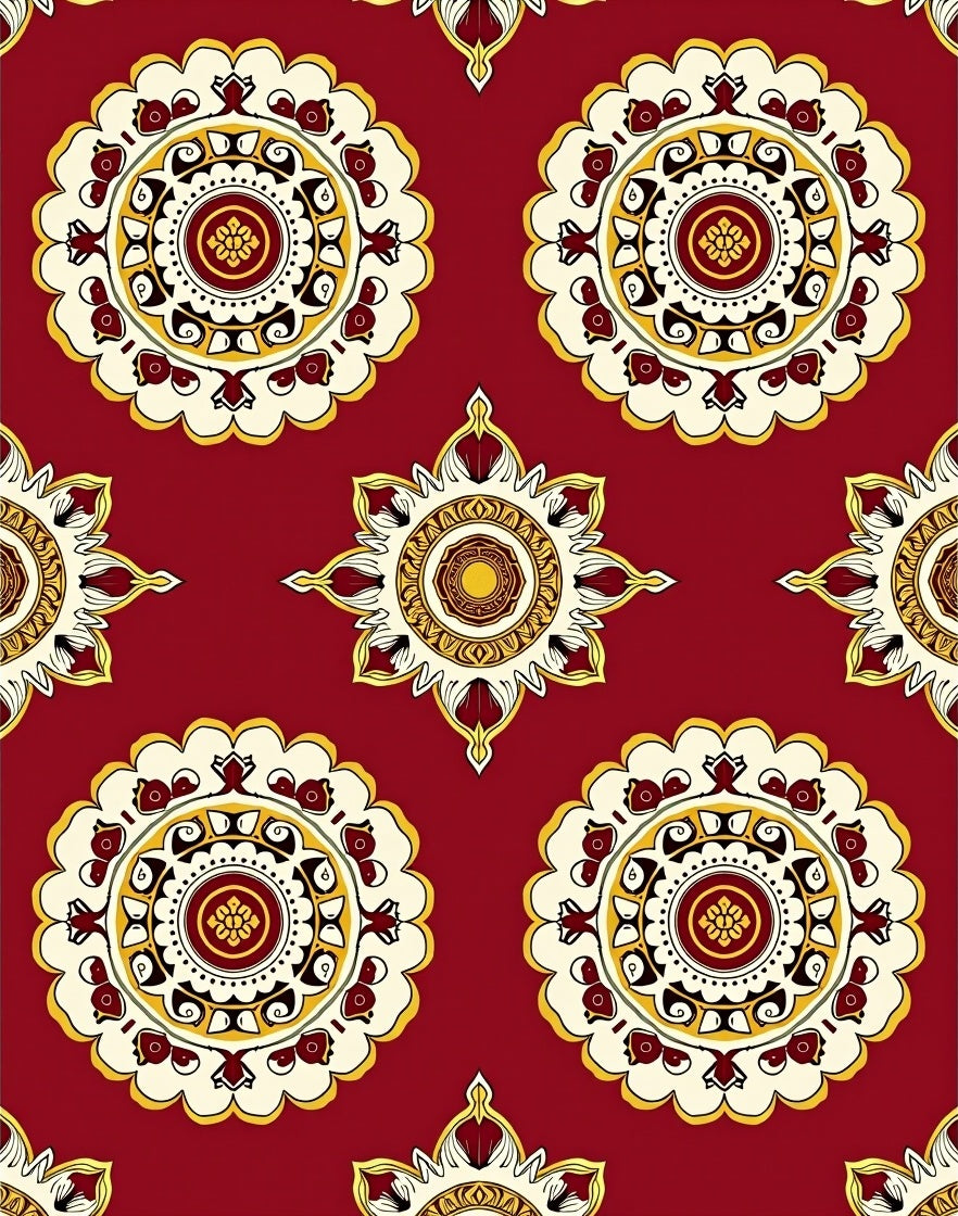 Geometric Floral Mandala Medallion Rug