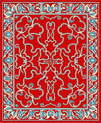Red Floral Swirl Detailed Border Rug