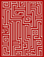 Bold Red Maze Geometric Pattern Rug
