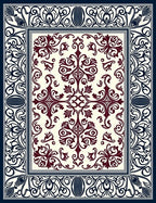 Intricate Scrollwork Floral Damask Rug