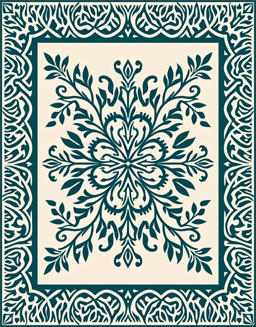 Ornate Floral Vines Pattern Rug