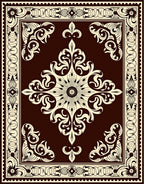 Ornate Floral Scroll Embossed Design Rug