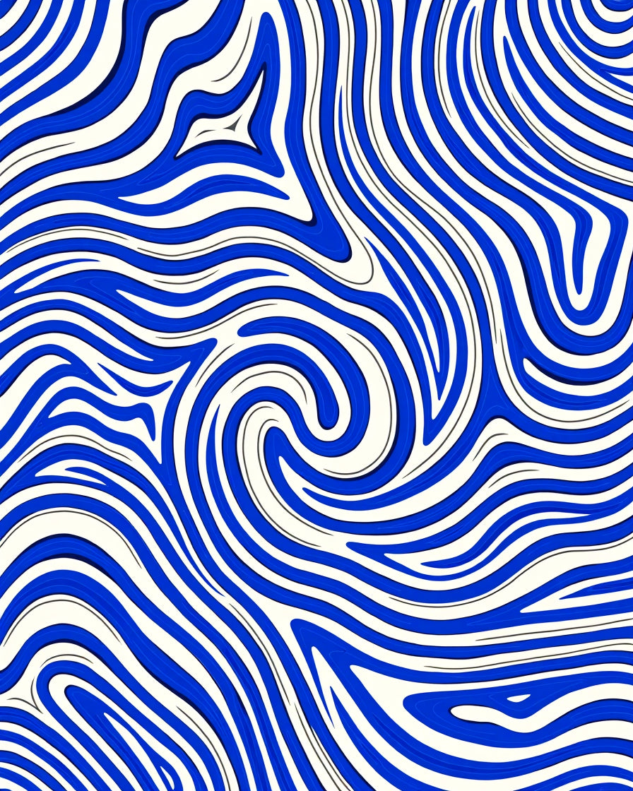 Vivid Blue White Swirl Design Rug