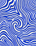 Vivid Blue White Swirl Design Rug