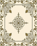 Ornate Floral Scrollwork Emblem Rug