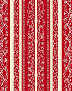 Red Cream Ornate Stripe Pattern Rug
