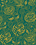 Gold Floral Scrollwork Pattern Rug
