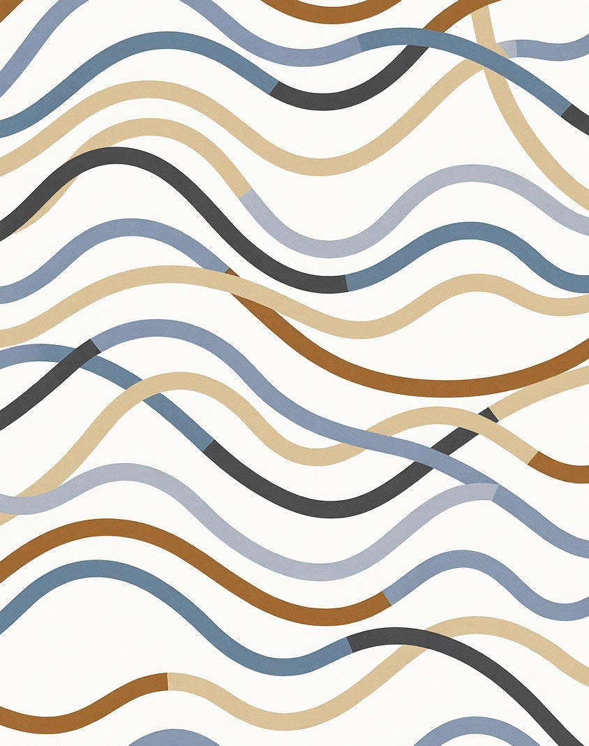 Abstract Wavy Ribbon Design Rug