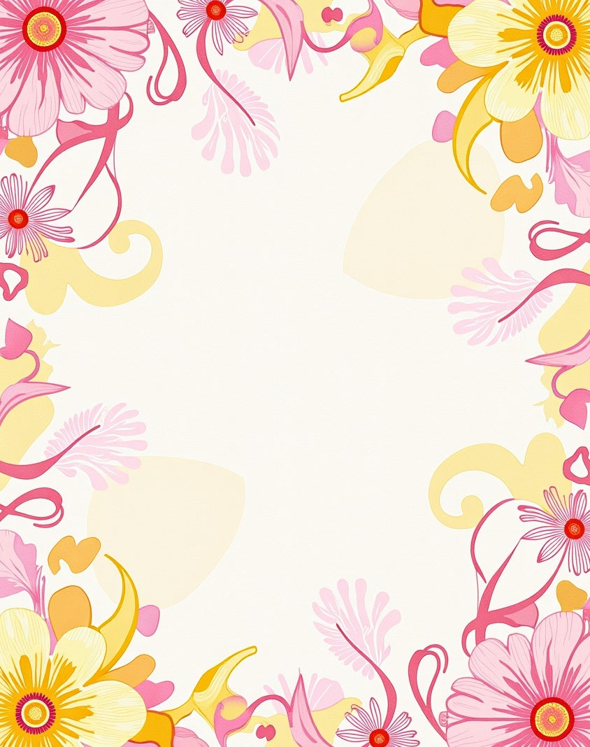 Pink and Yellow Floral Abstract Rug