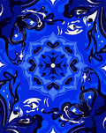 Deep Blue Abstract Swirls Mandala Rug