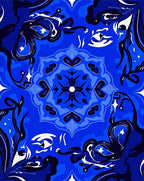 Deep Blue Abstract Swirls Mandala Rug