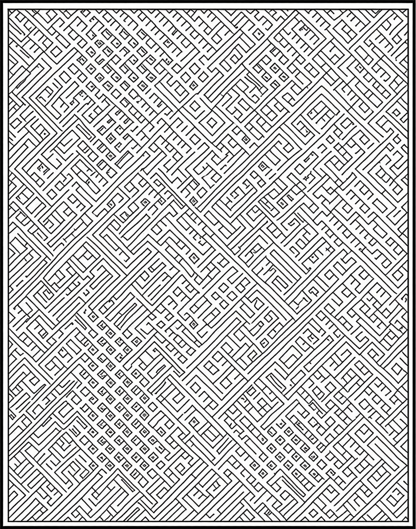 Intricate Maze Pattern Design Rug