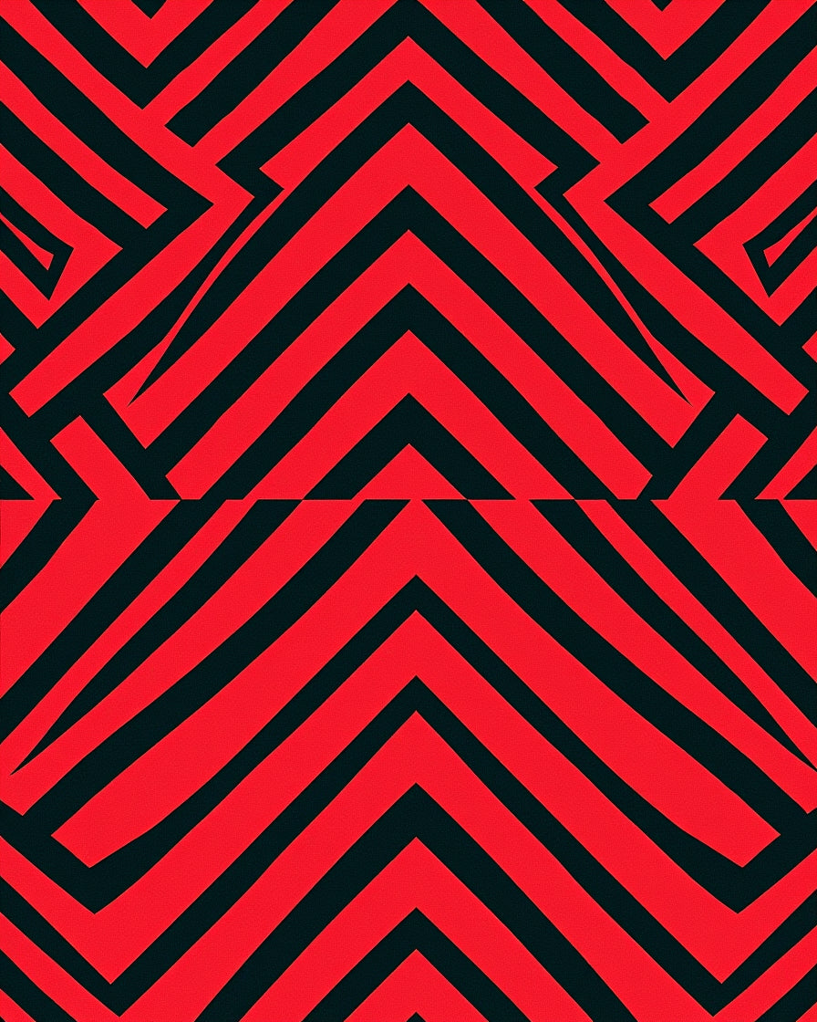 Bold Red Black Geometric Stripes Rug