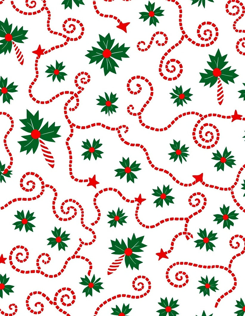 Red Garland Holly Star Pattern Rug