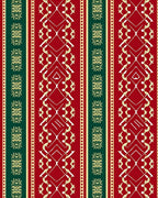 Tribal Stripe Pattern Red Green Design Rug