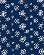 White Snowflakes Patterned Blue Rug
