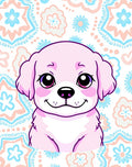 Cute Pink Puppy Floral Pattern Rug