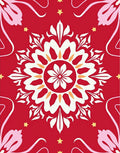 Floral Medallion Style Red Floral Rug