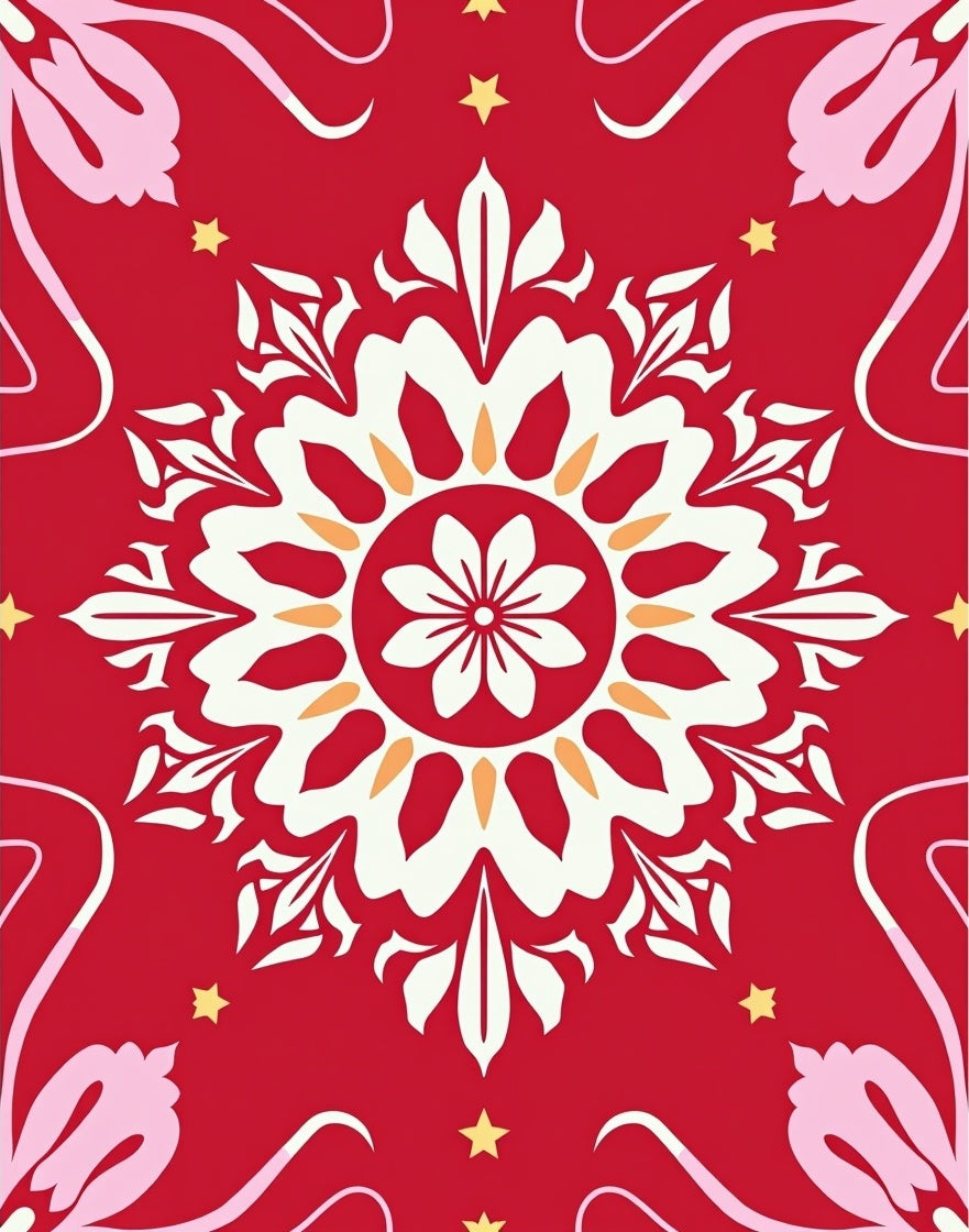 Floral Medallion Style Red Floral Rug