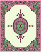 Pink Green Floral Mandala Design Rug