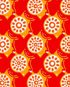 Vibrant Red Orange Mandala Abstract Pattern Rug