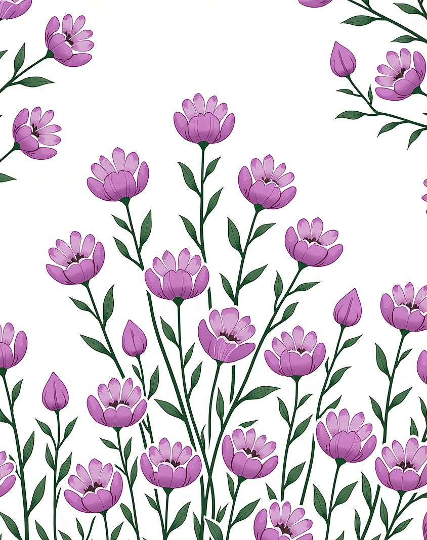 Whimsical Purple Floral Pattern Design Rug