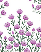 Whimsical Purple Floral Pattern Design Rug