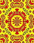 Vibrant Red Sunburst Floral Pattern Rug