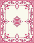Ornate Pink Floral Scrollwork Pattern Rug