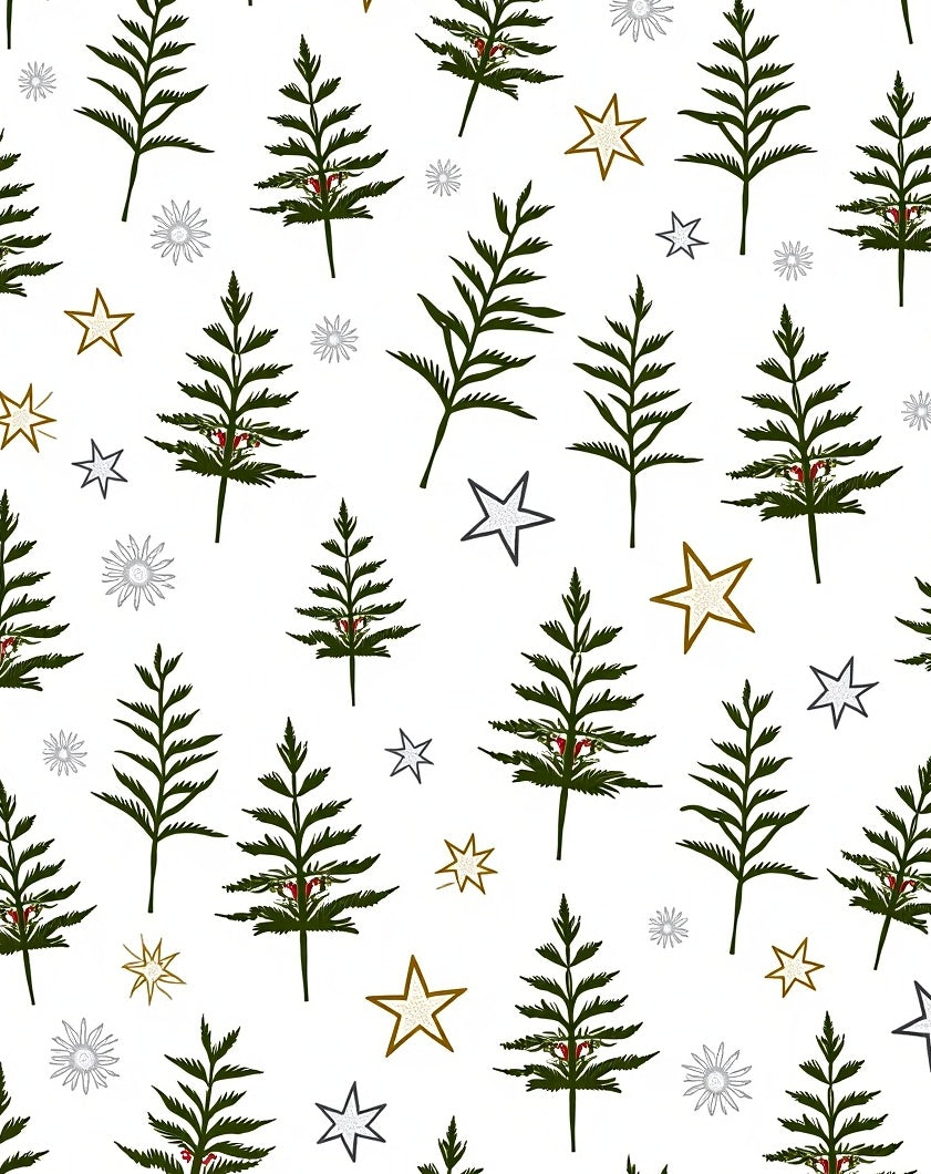 Dark Green Trees Gold Stars Scatter Rug