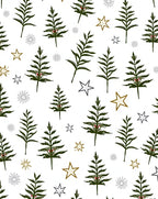 Dark Green Trees Gold Stars Scatter Rug