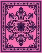 Ornate Floral Damask Pink Purple Rug