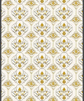 Ornate Gold Floral Eye Pattern Rug