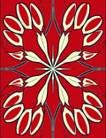 Bold Red Floral Symmetry Rug