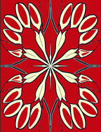 Bold Red Floral Symmetry Rug