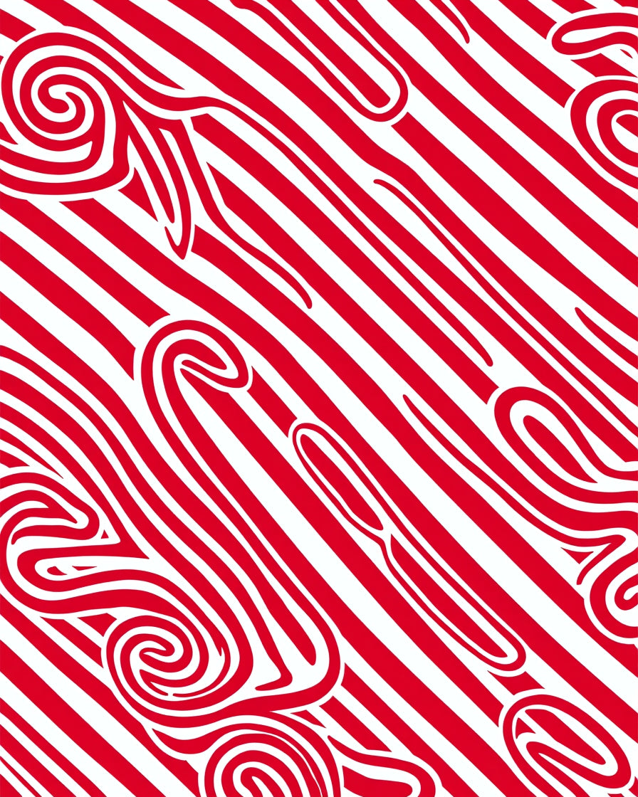 Bold Red White Swirl Stripes Design Rug