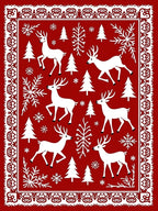 Winter Woodland 7 Deer Snowflake Pattern Rug