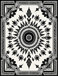 Black White Sunburst Geometric Pattern Rug