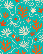 Aqua Coral Reef Stylized Pattern Rug