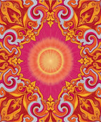 Vibrant Psychedelic Swirl Floral Design Rug