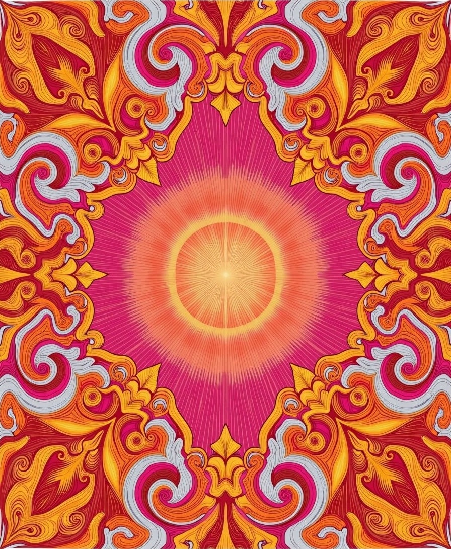 Vibrant Psychedelic Swirl Floral Design Rug