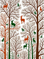 Woodland Animals On Bare Trees Design Rug
