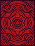Abstract Red Swirls Geometric Pattern Rug