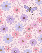 Pastel Floral Butterfly Swirl Design Rug