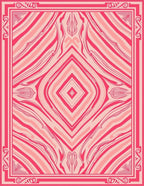 Pink Red Symmetrical Swirl Design Rug