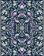 Floral Vines In Navy And Lilac Rug