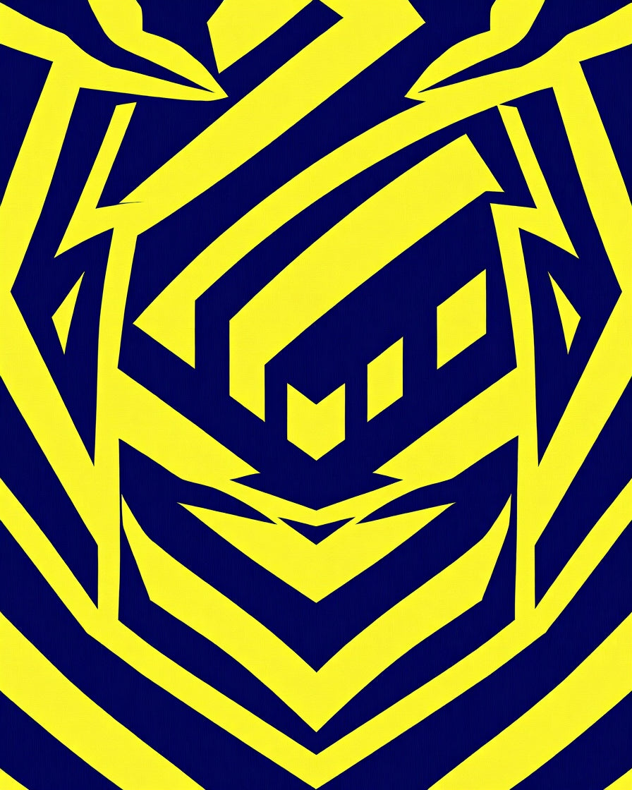 Bold Yellow Blue Geometric Pattern Rug