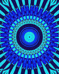 Radiating Blue Geometric Mandala Rug