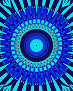 Radiating Blue Geometric Mandala Rug