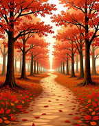 Autumn Path Tree Lined Scene Rug